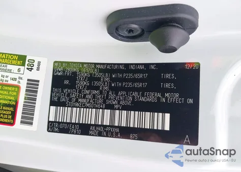 2021 Toyota Sienna Xle from USA, damaged, VIN 5TDYRKEC7MS014648